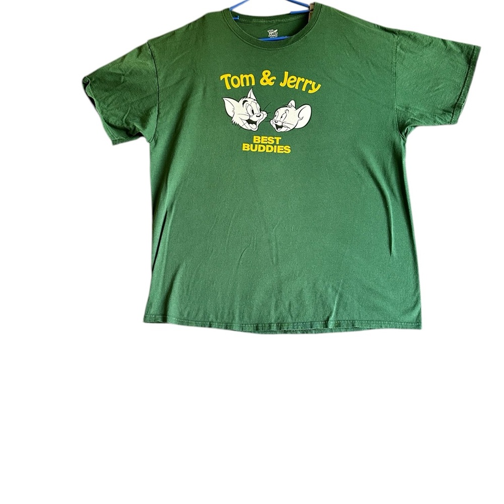 TOM AND JERRY BEST BUDDIES GRAPHIC GREEN SHORT SLEEVE T-SHIRT SZ XL